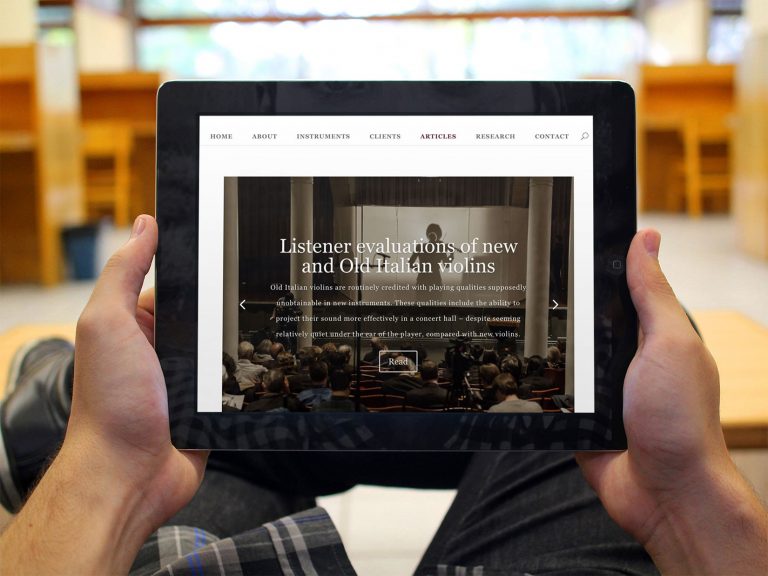 Joseph Curtin Studios website displayed on an iPad