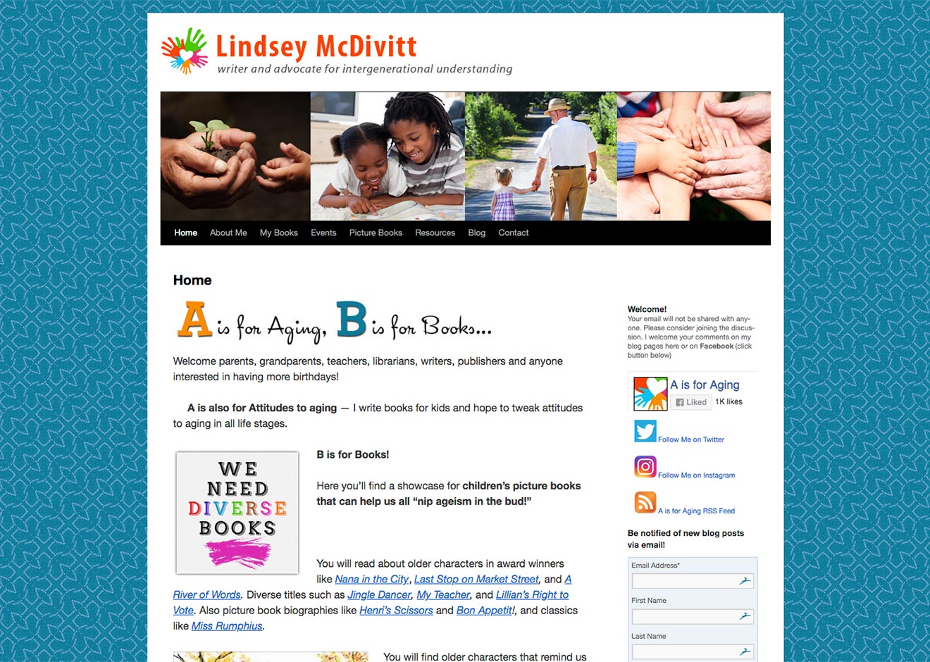 Screenshot of Lindsey McDivitt website home page